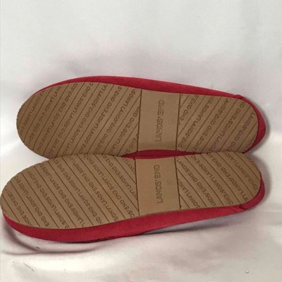 Land\'s End Men\'s Suede Shearling Fur Moccasins Red